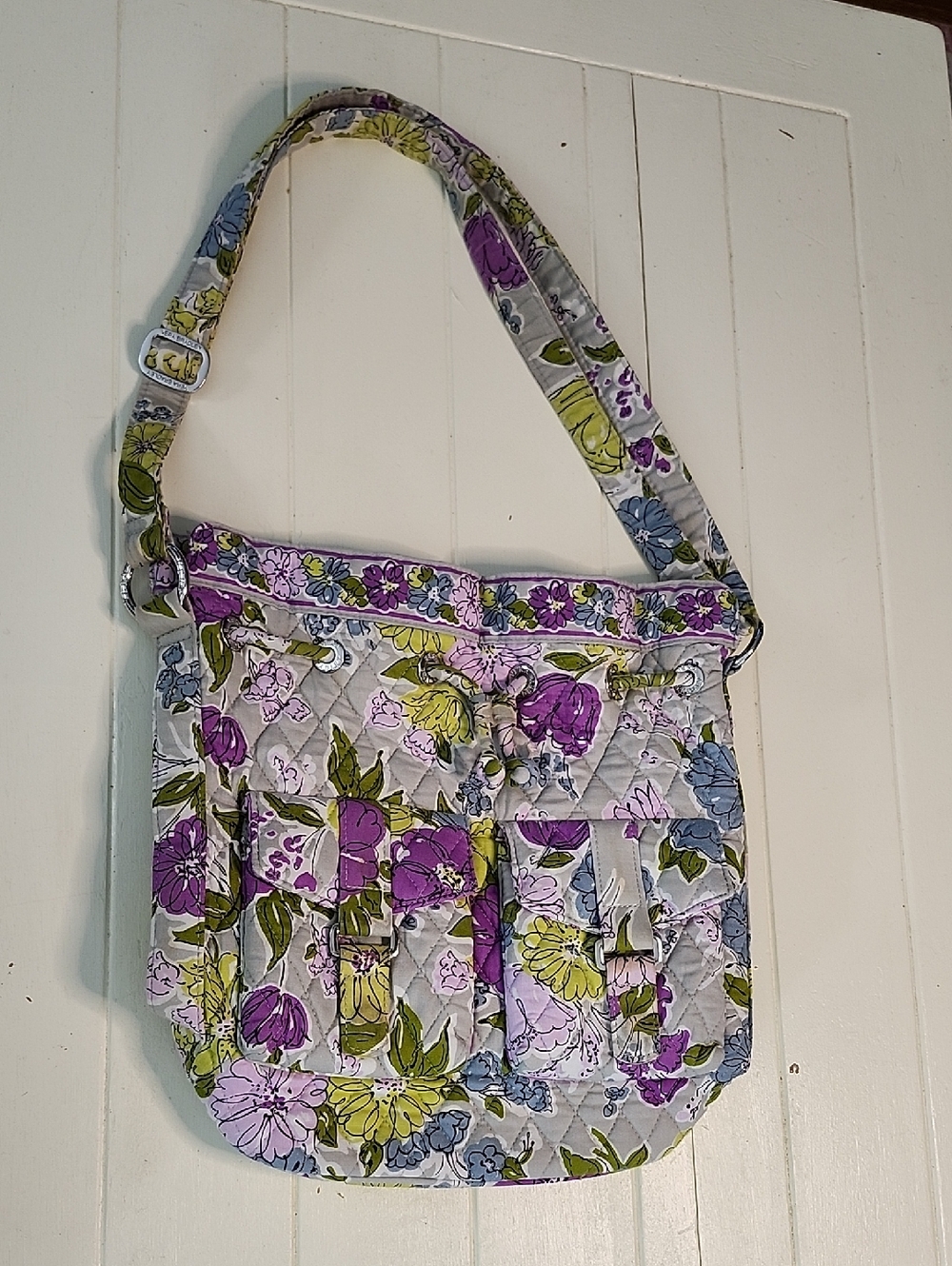 Vera Bradley Retired Daisy Hipster Watercolor Drawstring Bucket Bag